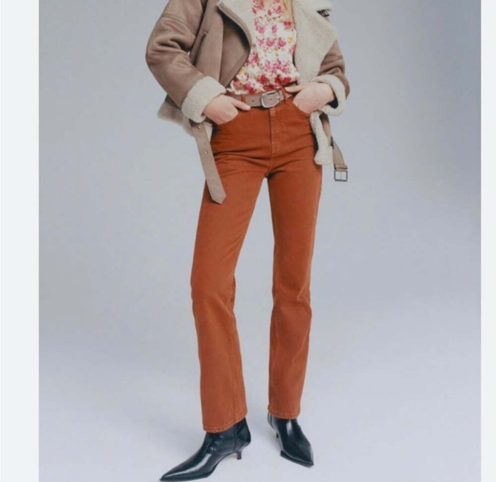 Zara Straight Leg Pants Size 4 Orange Denim